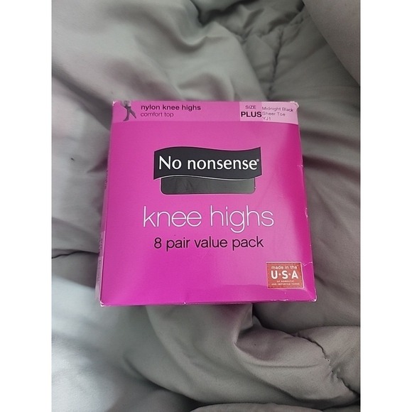 no nonsense Accessories - No Nonsense Nylon Knee Highs 8 Pair Value Pack Size Plus Midnight Black